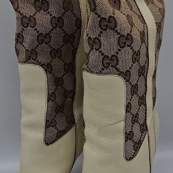 Gucci Cream and Brown Heeled Boots - Picture 15 of 17